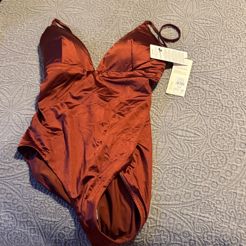 NWT Calia One-Piece Swimsuit - color is red brown shine